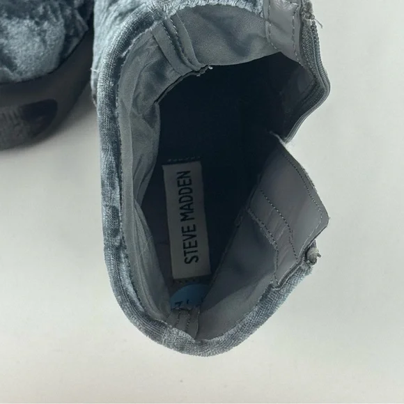 Steve Madden Gray Velvet Ankle Boots with Block Heel - Picture 4 of 12